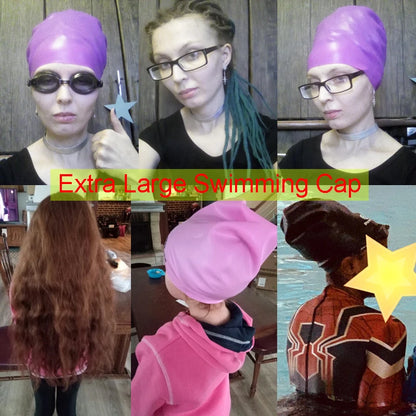 Bonnet de Bain Extra Large en Silicone pour Cheveux Longs Tresses Imperméable